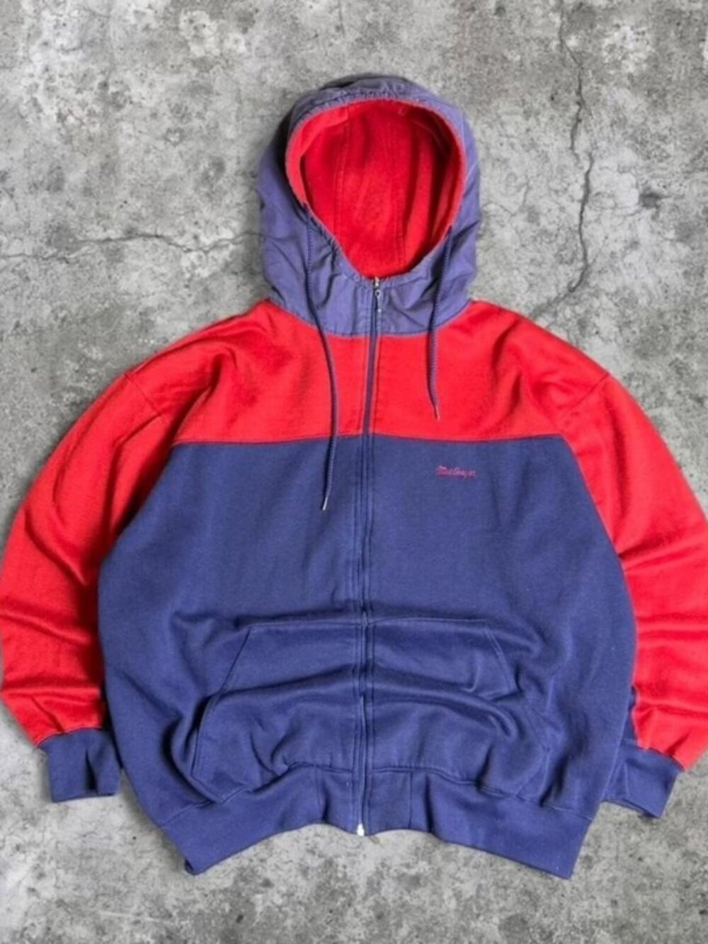 Vintage 80's McGregor two toned Blue & Red Full Zip Hoodie Mens Size XL